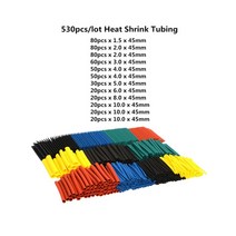 실리콘튜브 투명수축튜브 폴리올레핀 열 수축 튜브 케이블 슬리브 랩 와이어 세트 8 사이즈 다양한 색상 5, 01 530PCS, 01 530PCS