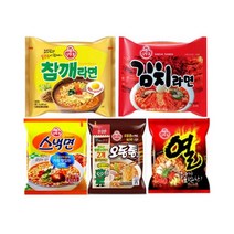 오뚜기라면 5종세트(각 멀티 1봉지) [열라면/오동통면/스낵면/김치/참깨라면], 1세트