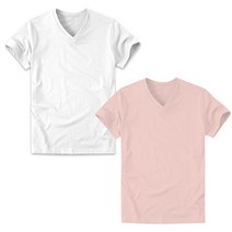 아우라큐 20수 면 트임반팔 브이넥 무지 티셔츠 2장