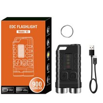 V3 다기능 EDC 미니 키 체인 UV 손전등 듀얼 LED 유형 C 충전 IP65 방수 강력한 자기 테일 토치, 01 Transparent Black_02 ZOOM