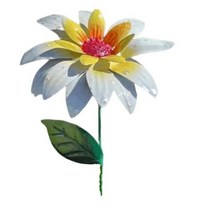 정원 꾸미기 용품 소품 인테리어 마당 조각 색 금속 꽃 말뚝 오 스틱 실내 야외 공예 녹슬지 않는 금속 철 야드 아트 잔디 장식, 하얀