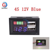 전기테스터기 휴대용검침기 디지털테스터기 LED DC 12V 듀얼 USB 포트 디지털 전압계 4S 리튬 철 인산염, 02 4S 12V Blue