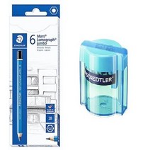 스테들러 마스 루모그라프 점보 연필 100J-2B, 1세트, NEW 혼합(점보연필6본+날개형2홀연필깍이1개)