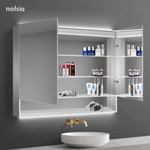 정리 편리한수납 코너장 스마트 욕실 거울 화장실 벨트 램프 led 수납 일체형 선반, 11 폭1300x높이800mm삼문(왼쪽400