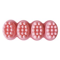 4캐비티 3D 수제 비누 실리콘 금형 마사지 테라피 바 만들기 DIY 타원형 모양 수지 공예, 03 Pink