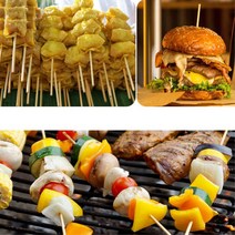 수제버거 꼬치구이 전문점 대나무꽂이 1팩 샌드위치꼬지 명절음식 케이터링 캠핑요리 산적 식당, 1개, 상세페이지참조