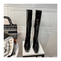 하이힐 여성 롱 부츠 가죽 페이턴트 지퍼 나이트 패션 니하이
