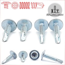 큰 와샤 평머리 양날 피스 직결 철판 판넬 나사 합판 보드 천정 함석 석고 와셔 지붕 고정 나무 목재 PVC 십자 육각 평와샤 렉산 외날 샌드위치 기와 드릴 스크류 스틸하우스 접시, 큰와샤 평머리 양날, 4.8mm x 25mm - 20개