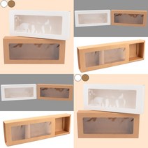 직사각 투명창 선물케이스 화이트 포장백 투명케이스 포장가방 꽃다발쇼핑백 비닐쇼핑백제작 선물포장 종이쇼, 브라운