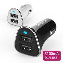 스피디 아이폰SE 듀얼포트 고속 차량용 충전기, 블랙