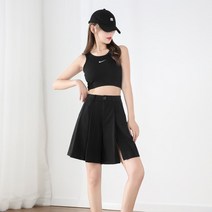 5부 앞트임 여름 여성 주름 냉장고 느슨한 숏 정장 반바지 팬츠