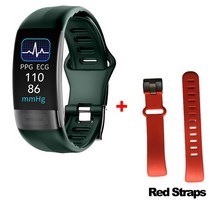 골프워치 골프시계 ECG PPG 스마트 팔찌 손목 밴드 체온 혈압 모니터 보수계 방수 피트니스 트래커 스포츠, [04] Green-Red