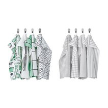 이케아 RINNIG 린니그 행주 티타올 4P, 화이트/그린