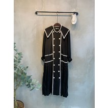 씨샵인더룸 / 렘트 빅카라 더블 버튼 물결 라인 롱 원피스 2color C