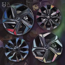 JS automotive SM5 홀로그램 빛반사 메탈 차량 바퀴 타이어 휠커버 기스 방지 포인트 튜닝 셀프 스티커 부착 튜닝 인테리어 몰딩 용품, SM5 16인치, 블랙