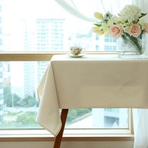 에스엠파티 광목테이블보 식탁보 린넨 면 광목천 돌상 행사 무지 배경천 식탁커버, 백아이보리, 6인용(220x150cm)