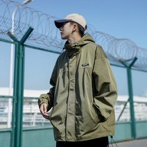 봄가을 기능 야외 캠핑 카고 코트 남 트렌치코트 오버사이즈 루즈핏 캐주얼 후드 점퍼