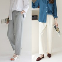 하늘바라기 여성용 워크 핀턱 뒷밴딩 팬츠