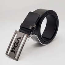 PGA 남성 골프 천연 소가죽 펀칭 로고 벨트, PGA002 블랙