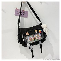 이타백 스타일 투명 포켓 메신저 가방 여자 만화 배지 귀여운 이타 가방 크로스 바디