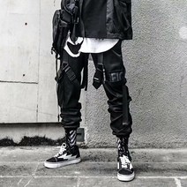 [ZMQ77] 조깅스 카고 바지 남성 캐주얼 힙합 히트 컬러 포켓 남성 바지 스웨트 팬츠 Streetwear Ribbons Techwear Pants