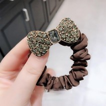 럭서리 당깁없는 큐빅달린 곱창끈 리본헤어끈 2개세트 여대생 단정한 30대여자 할머니