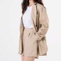 여성 여자 데일리 여름 팬츠 반바지 린넨 자켓 세트