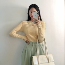 퍼니걸스 5883 라운드 슬림 무지 골지 긴팔 니트 여성의류