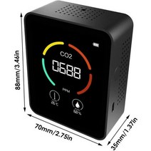 이산화탄소 측정기 미세먼지 가스농도 다기능 3in1 디지털 온도 습도 대기질 모니터 측정기 CO2 검출기, 03 CO2 detector black 2