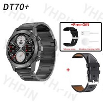 스마트워치 남녀공용 NFC 럭셔리 기계식 스타일 스포츠 GPS 트래커 피트니스 팔찌 손목워치 DT70 +, 8.BKSteeladdBkleather