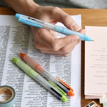 4웨이 스쿨펜 (흑흑적청 4색 볼펜) 볼펜 디자인볼펜 4색볼펜 펜, 종류:blue