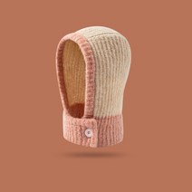 유유라키 따뜻한 니트 후드 넥워머 바라클라바 모자, 핑크