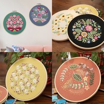 프랑스자수공방 프랑스자수 꽃 배우기 초보 독학 기초 도안 패키지 키트 십자수 집콕취미, 베이지, 1개