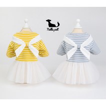 넬라펫 by 디크디크 반려동물 캉캉 원피스 강아지 원피스 리본 원피스 드레스스커트 엄지공주 백설공주 공주 드레스 리본 스커트 샤랄라드레스 애견외출복 레이스원피스 소형견 중형견, 옐로우