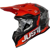 JUST 1 J39 Reactor 열가소성 수지 외부 쉘 MX 오프로드 모토크로스 오토바이 헬멧(플랫 블랙 미디엄), Kinetic Gloss Orange Camo Grey