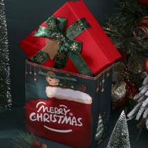포장박스선물상자 크리스마스 선물 박스 선물 포장함 포장 봉투 레드 그린 리본 선물 고급스러움 성탄절 분위기, 그린 리본 박스 봉투, 20*18*8cm