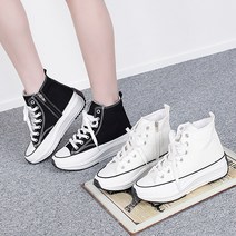 준디자인 4cm 여성 키높이 통굽 하이탑 스니커즈 캔버스화 캠퍼스 데일리 슬립온 가벼운 발편한 패션 신발 슈즈