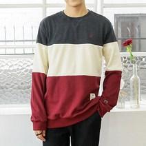 하트비트 남여공용 테벱스 맨투맨 베이직핏 배색 라운드 긴팔 티셔츠 커플룩 단체복