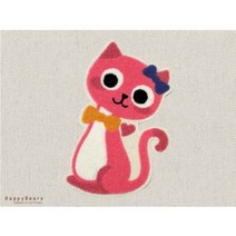 기모테리 빅사이즈 봉제식 아플리케 - 블랙캣 핑크캣/가로13cm 세로23cm/스퀼자수 와팬 와펜, 핑크캣