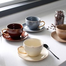 [2HOT] 에크렌 24K골드 노블 커피잔 1인, 다크브라운