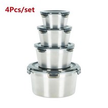 새로운 개대 봉인 된 뚜껑 고와 스테인레스 스틸 도시락 상자 신선한 음식 Storager 전자 레인지 난방 컨테이너, 4pcs
