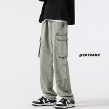블랙진스트레이트 K2898 스트레이트핏 일자 드롭 드레이프 데님 남자 봄가을 와이드 루즈핏 캐쥬얼 긴바지 4994701000