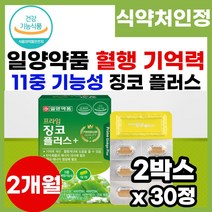 뇌영양제 혈관영양제 비타민 기억력 감퇴 저하 집중력 부족 결핍 뇌건강 기억력 증진 개선 영양제 치매예방 건망증 혈관 영양제 혈관 청소 도움 뇌건강 징코 플러스, 2박스, 30정