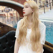 Prosekor 웨이브 롱헤어 인모 전체가발 아이돌가발 금발/흑발 8색상, 라이트골드