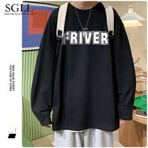 롱슬리브티 남자 트렌드 OVERSIZE 가을 순 면 의류 와이드 루즈핏 상의 건달카리스마 고가 티셔츠 2584374761