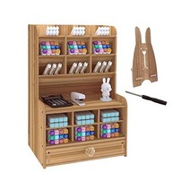 제인뷰티 나무 연필꽂이 18칸 책상용 펜꽂이 다기능 DIY 연필꽂이 데스크톱 고정 미술용품 수납 이지어셈블리(블랙), 01-b16-2-cherrywood