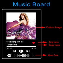 맞춤형 Spotify 음악 아크릴 스탠드 사용자 정의 연인 여성 사진 인쇄 노래 가수 이름 날짜 앨범 커버 플라크 생일 선물, A4 210x297mm, 06 6