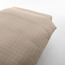 무인양품 MUJI 면 플란넬 이불 커버, 베이지 윈도페인 체크