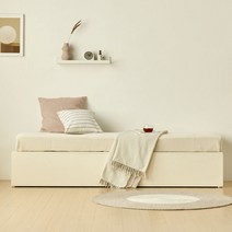 장인가구 피코 쇼파형 미니침대 수납형 독립스프링매트 포함, 크림화이트