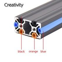 Creativity 3D 프린터 부품 2M 6mm 플랫 씰 2020 알루미늄 프로파일 슬롯 커버 패널 홀더 블루 오렌지 CNC, 01 2M_02 Black